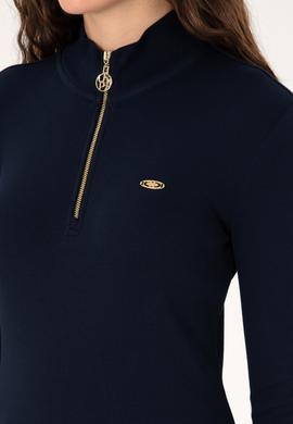 Kadın Lacivert Fermuarlı Dik Yaka Sweatshirt - 50313564021