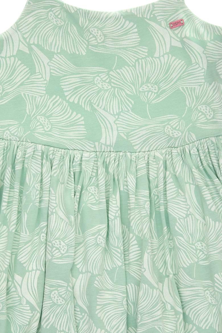 Kız Çocuk Su Yeşili Fırfırlı Askılı Örme Elbise - 50306276016