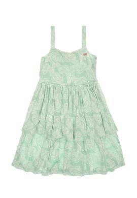 Kız Çocuk Su Yeşili Fırfırlı Askılı Örme Elbise - 50306276016