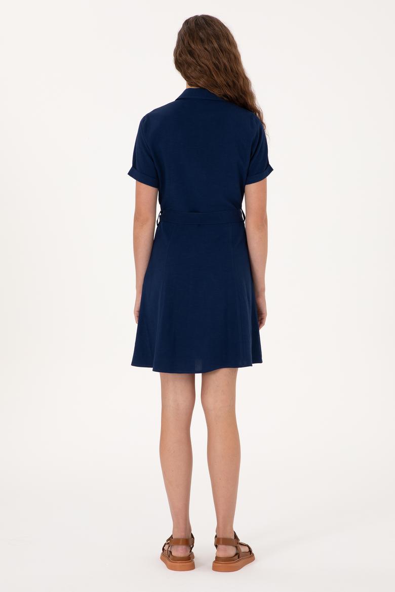 Kadın Lacivert Mini Boy Dokuma Elbise - 50306604013