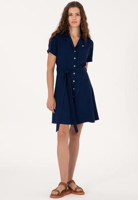 Kadın Lacivert Mini Boy Dokuma Elbise - 50306604013