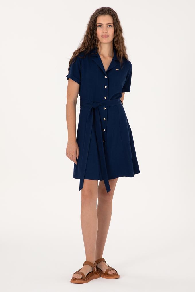 Kadın Lacivert Mini Boy Dokuma Elbise