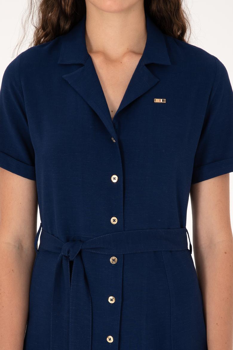 Kadın Lacivert Mini Boy Dokuma Elbise - 50306604013