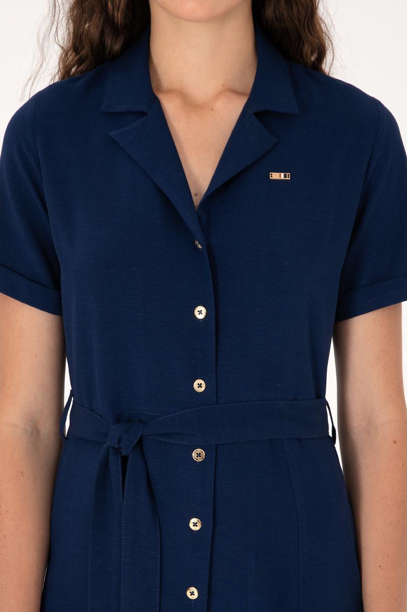 Kadın Lacivert Mini Boy Dokuma Elbise