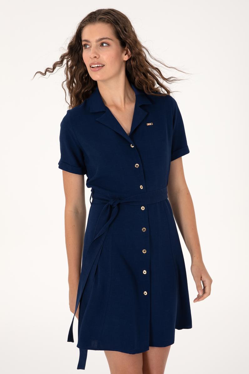 Kadın Lacivert Mini Boy Dokuma Elbise