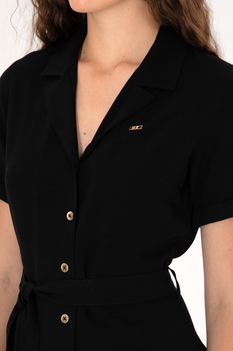 Kadın Siyah Mini Boy Dokuma Elbise