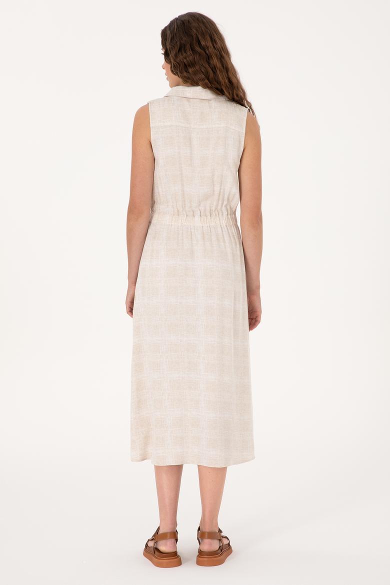 Kadın Kum Polo Yaka Midi Boy Dokuma Elbise - 50306638012