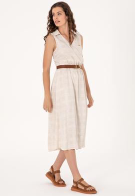 Kadın Kum Polo Yaka Midi Boy Dokuma Elbise - 50306638012