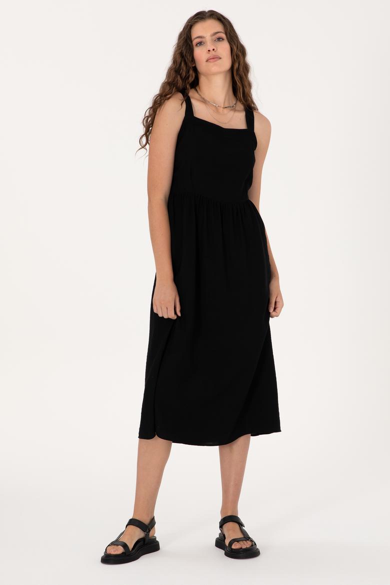 Kadın Siyah Mini Boy Dokuma Elbise - 50306637010