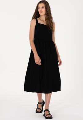 Kadın Siyah Mini Boy Dokuma Elbise - 50306637010
