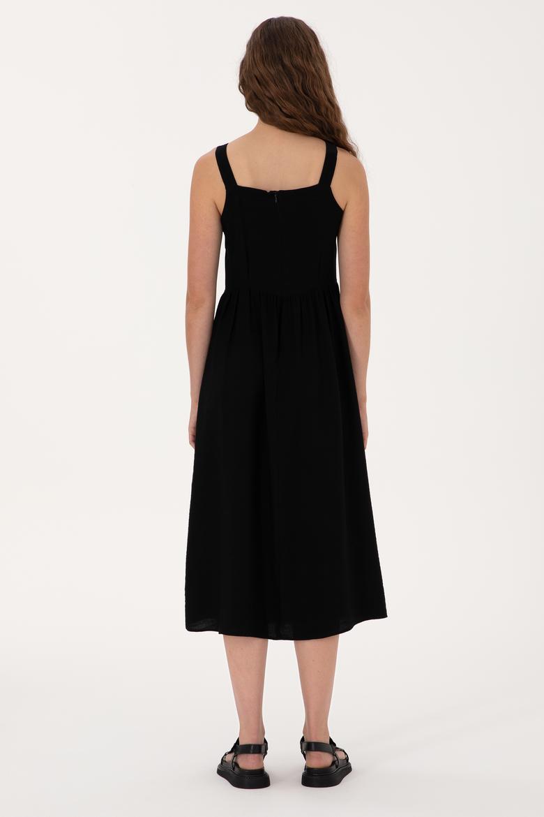 Kadın Siyah Mini Boy Dokuma Elbise - 50306637010