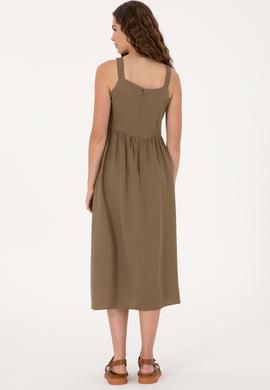 Kadın Haki Midi Boy Dokuma Elbise - 50306637005