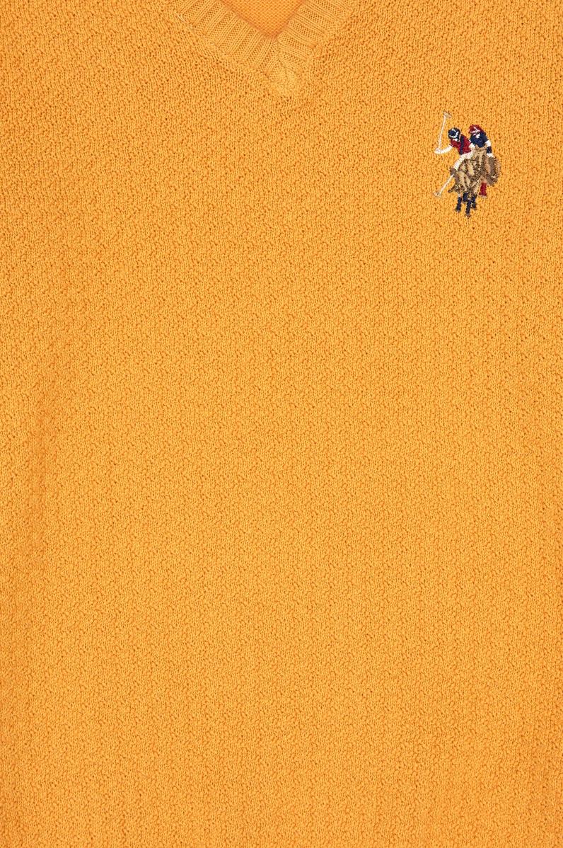 Erkek Çocuk Hardal Basic V Yaka Kazak