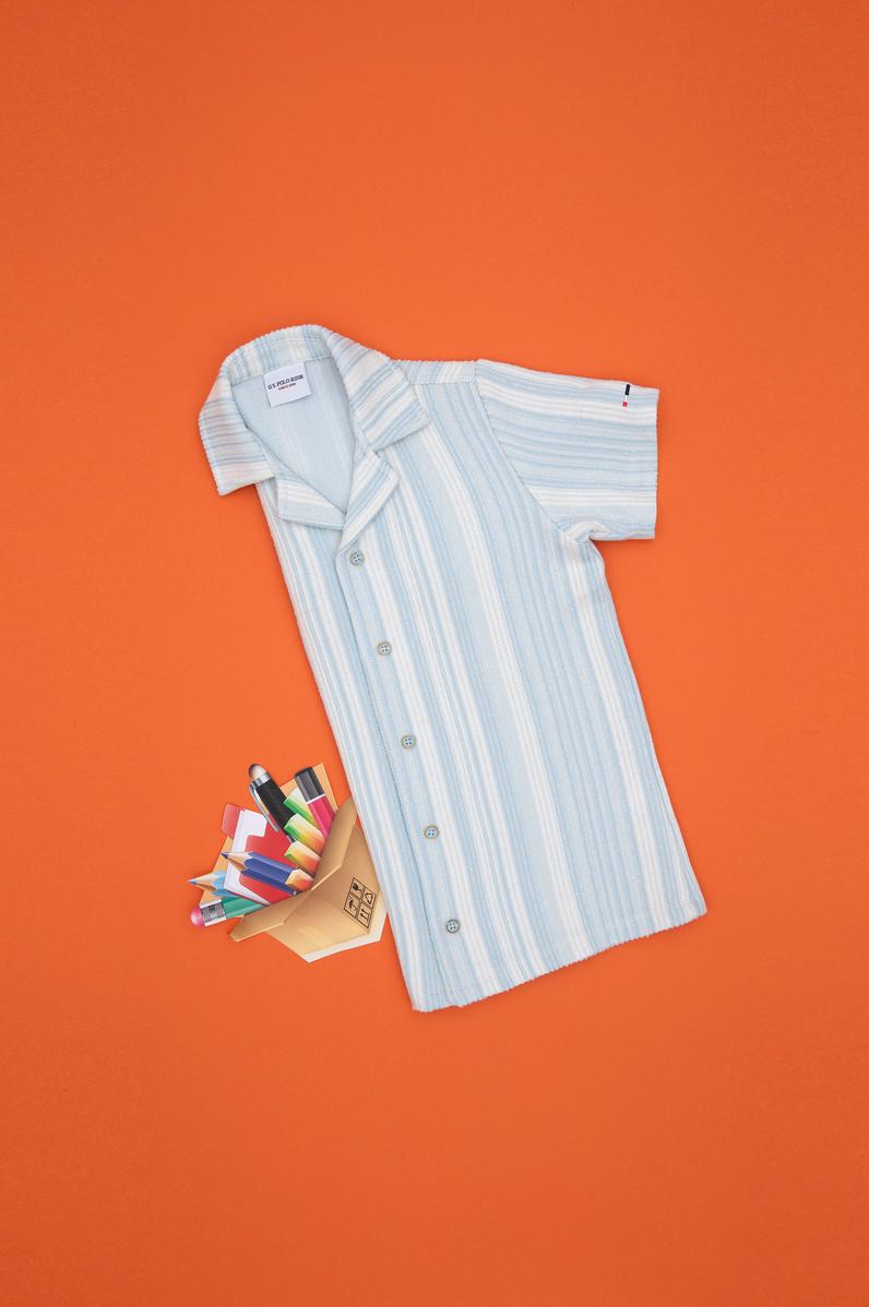 Erkek Çocuk Açık Mavi Örme Gömlek