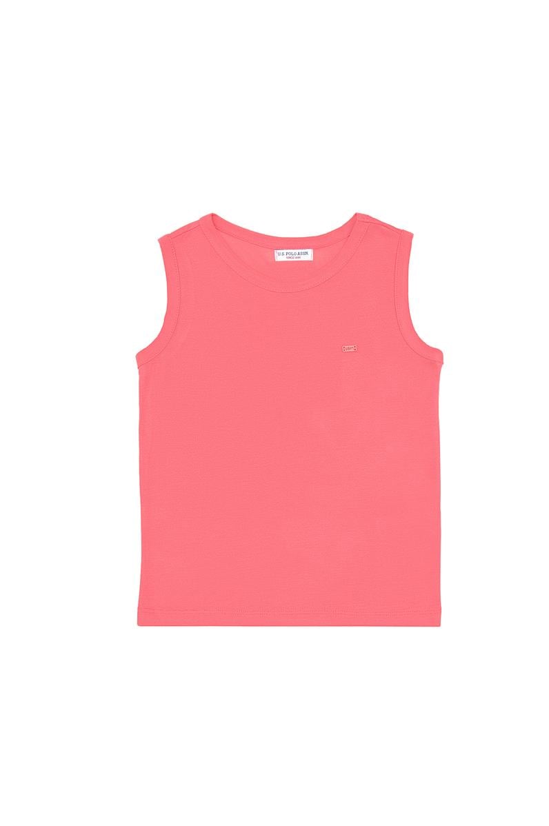 Kız Çocuk Pembe Kolsuz Basic Tişört