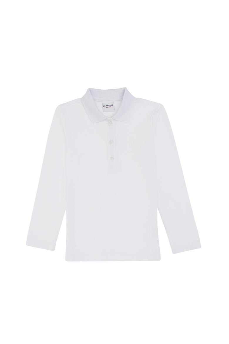 Kız Çocuk Beyaz Polo Yaka Basic Sweatshirt - 50316836010