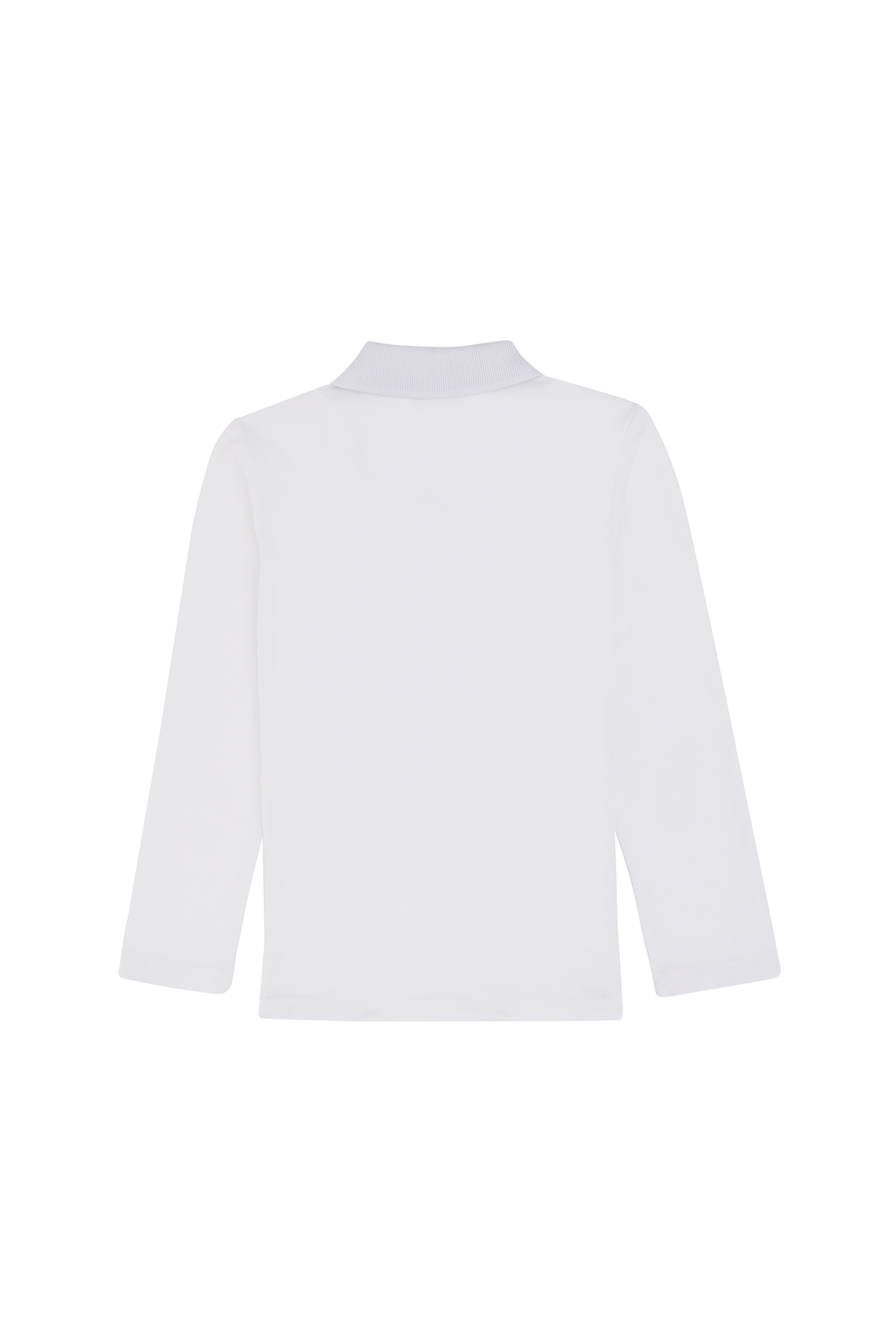 Kız Çocuk Beyaz Polo Yaka Basic Sweatshirt - Image 5