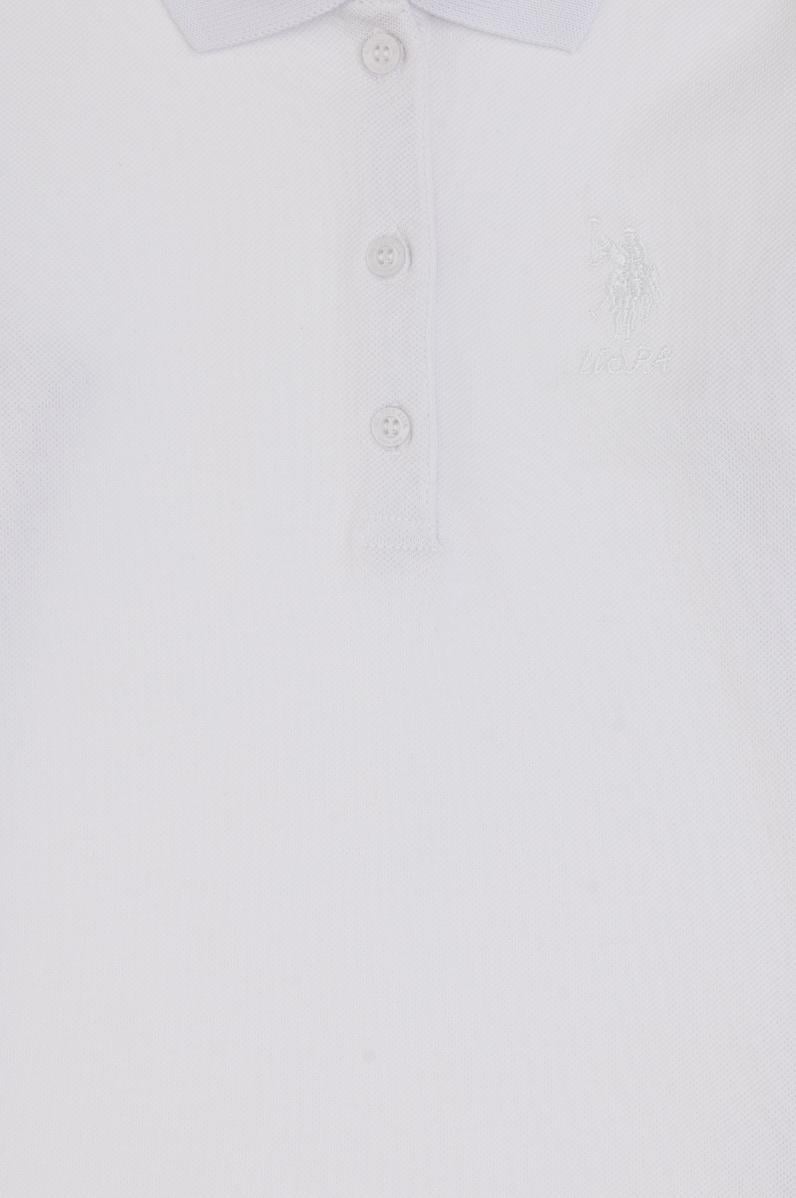 Kız Çocuk Beyaz Polo Yaka Basic Sweatshirt