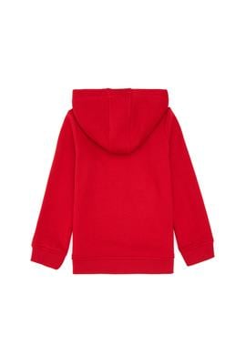 Kız Çocuk Kırmızı Kapüşonlu Fermuarlı Şardonlu Basic Sweatshirt - 50316809036