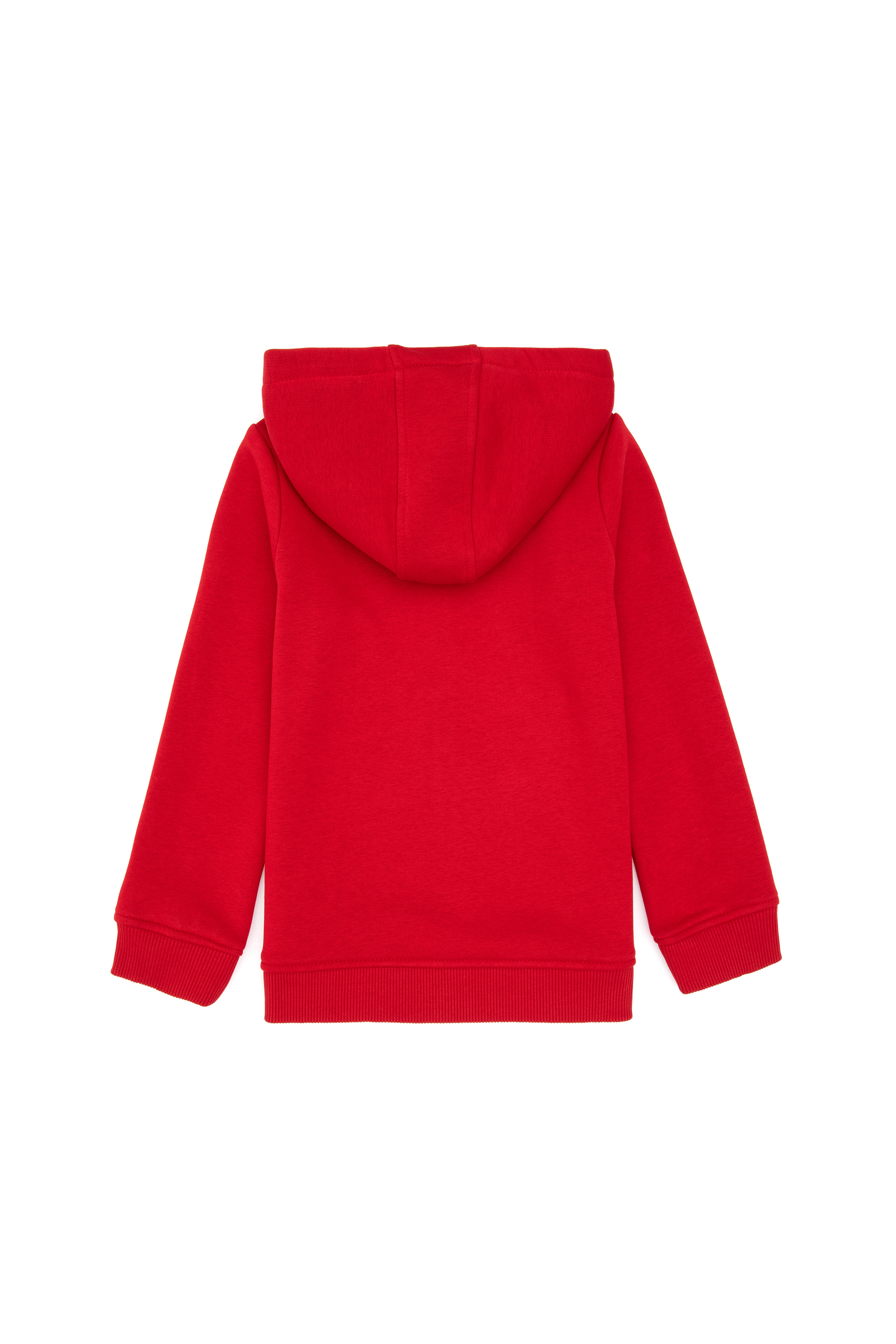Kız Çocuk Kırmızı Kapüşonlu Fermuarlı Şardonlu Basic Sweatshirt - Image 4