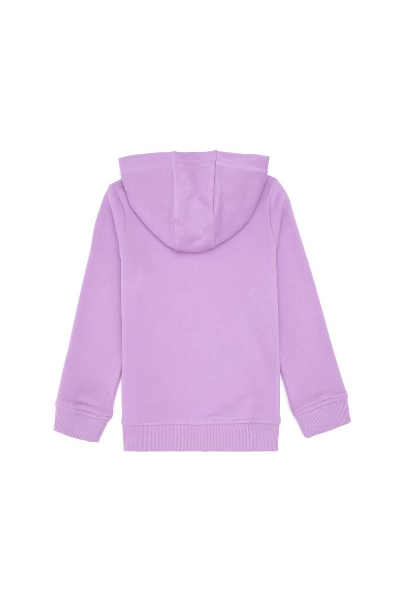 Kız Çocuk Lila Kapüşonlu Fermuarlı Basic Sweatshirt - 50316837036