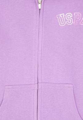 Kız Çocuk Lila Kapüşonlu Fermuarlı Basic Sweatshirt - 50316837036