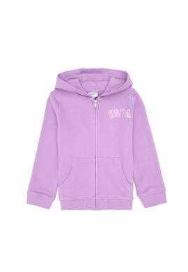 Kız Çocuk Lila Kapüşonlu Fermuarlı Basic Sweatshirt - 50316837036