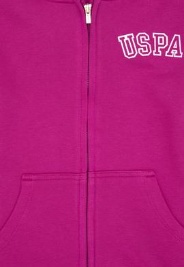 Kız Çocuk Fuşya Kapüşonlu Fermuarlı Basic Sweatshirt - 50316837017