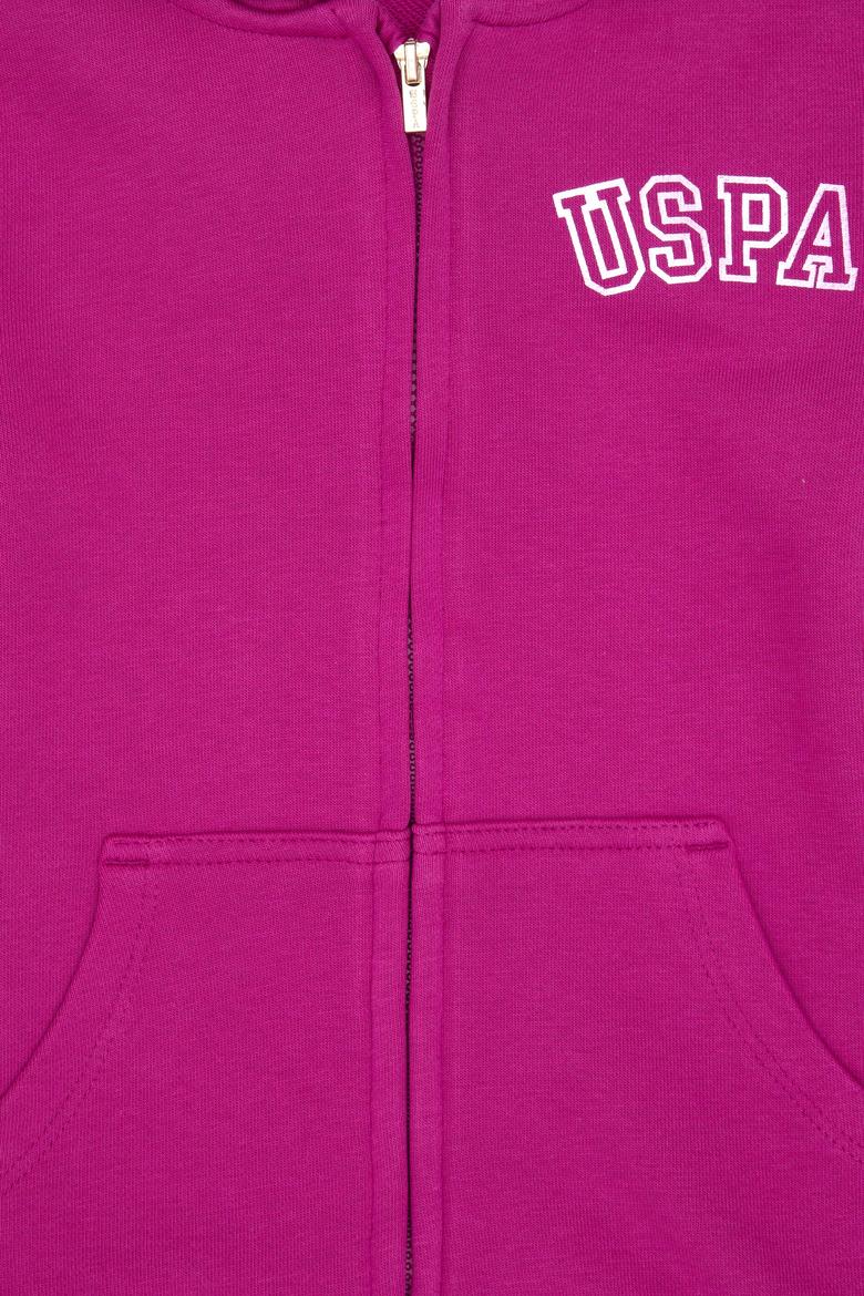 Kız Çocuk Fuşya Kapüşonlu Fermuarlı Basic Sweatshirt - 50316837017