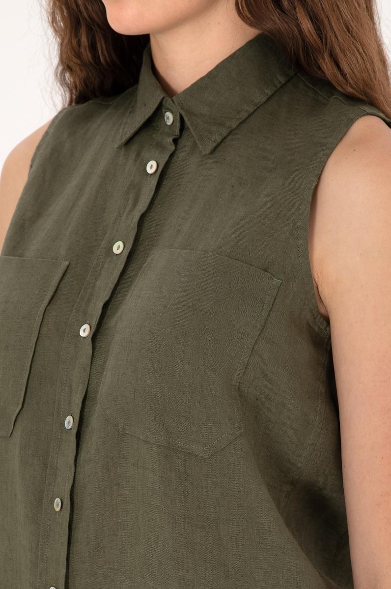 Kadın Koyu Haki Kısa Kollu Gömlek