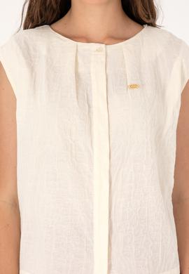 Kadın Krem Kısa Kollu Gömlek - 50299288019