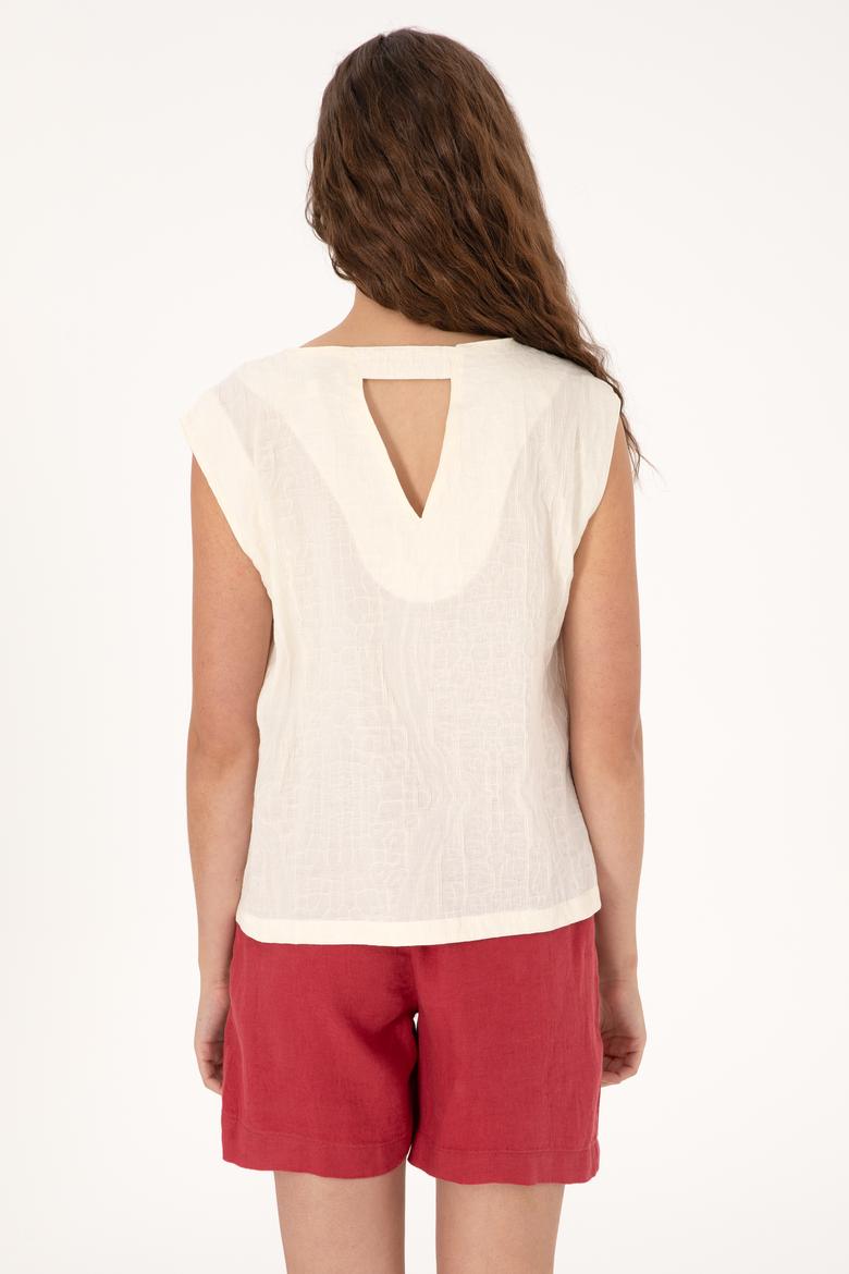 Kadın Krem Kısa Kollu Gömlek - 50299288019