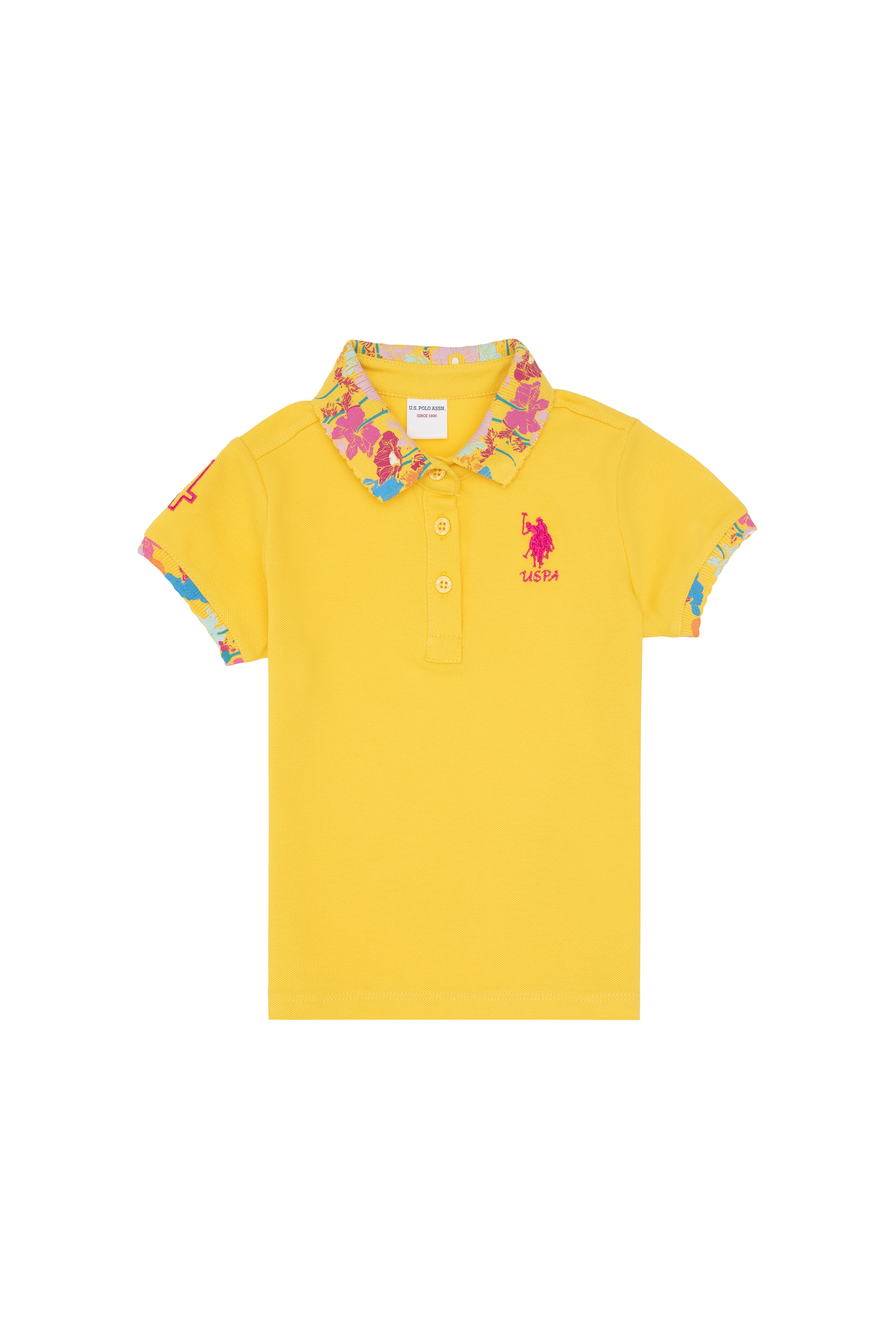 Kız Bebek Sarı Polo Yaka Basic Tişört - Image 1