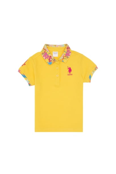 Kız Bebek Sarı Polo Yaka Basic Tişört