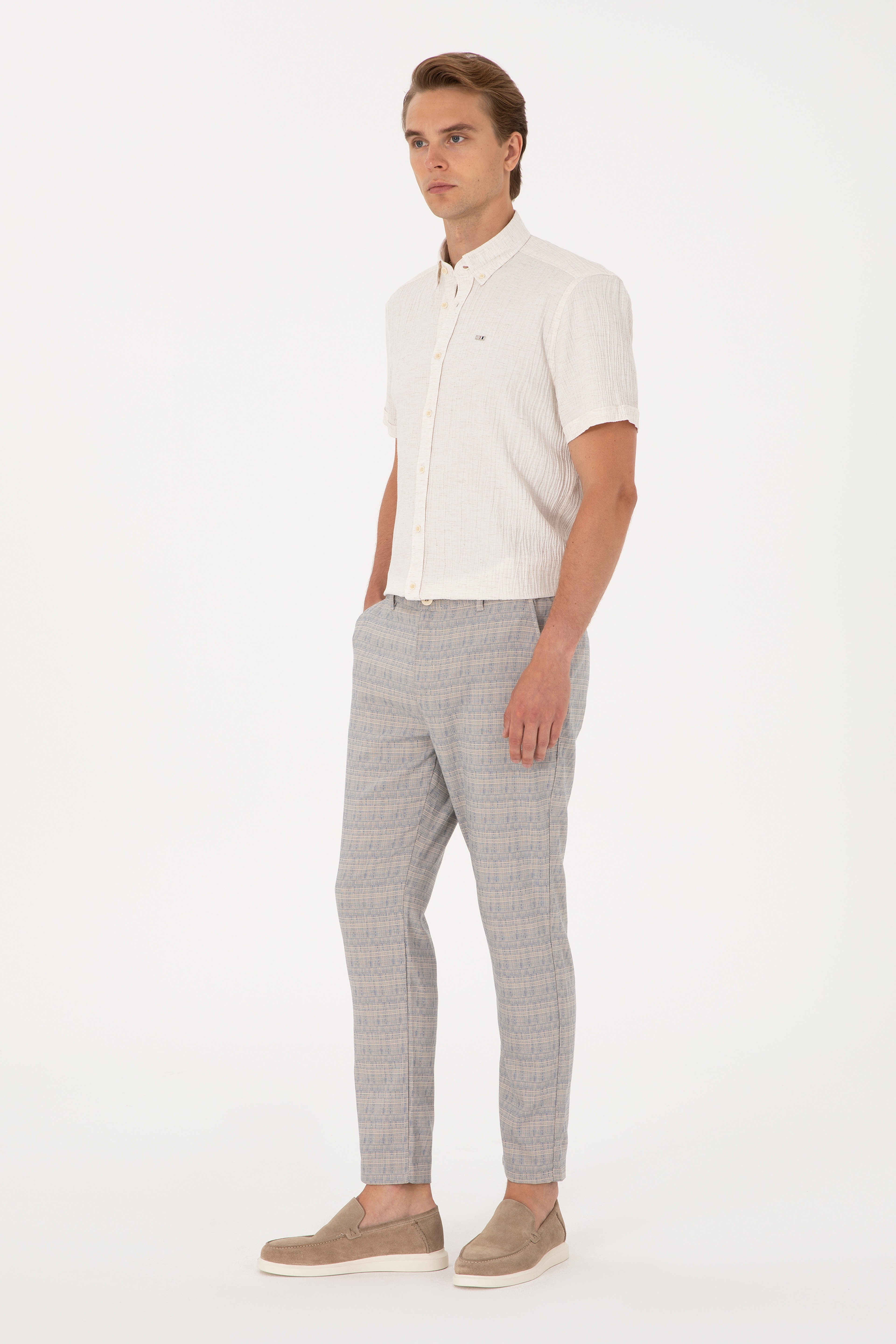 Erkek Carrot Fit Mavi Kanvas Pantolon - Image 3