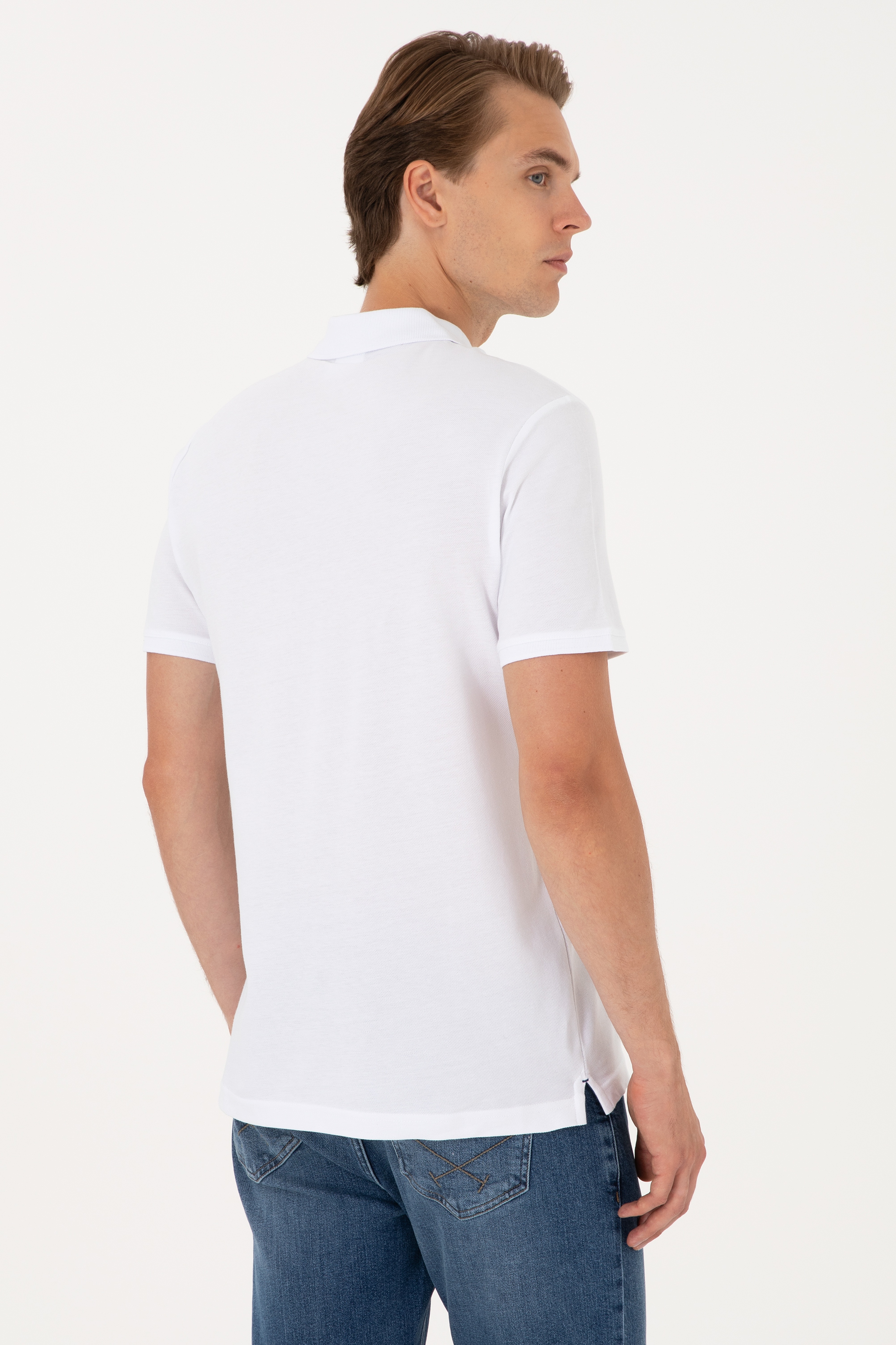Erkek Regular Fit Kırmızı Polo Yaka Tişört - Image 5