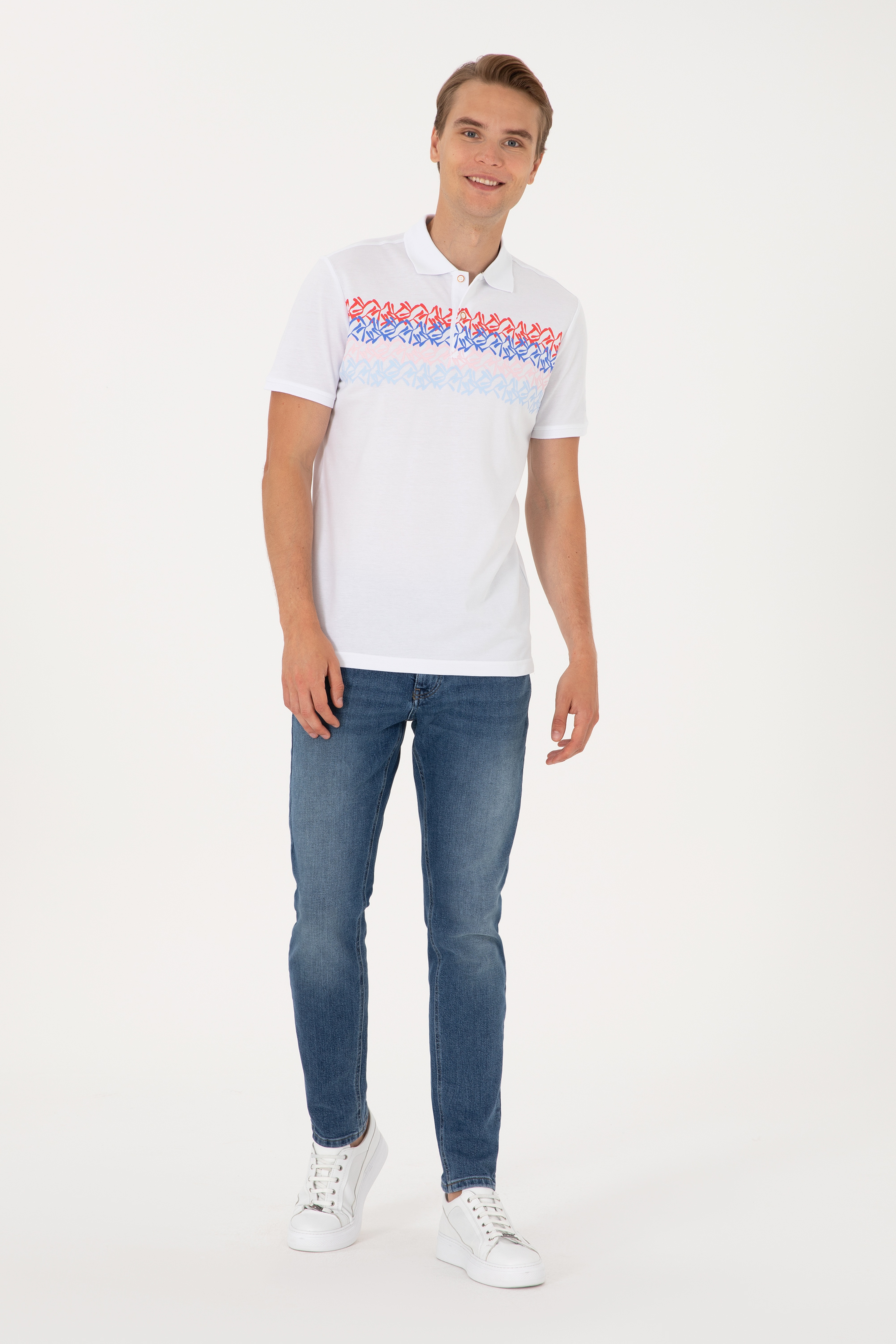 Erkek Regular Fit Kırmızı Polo Yaka Tişört - Image 4