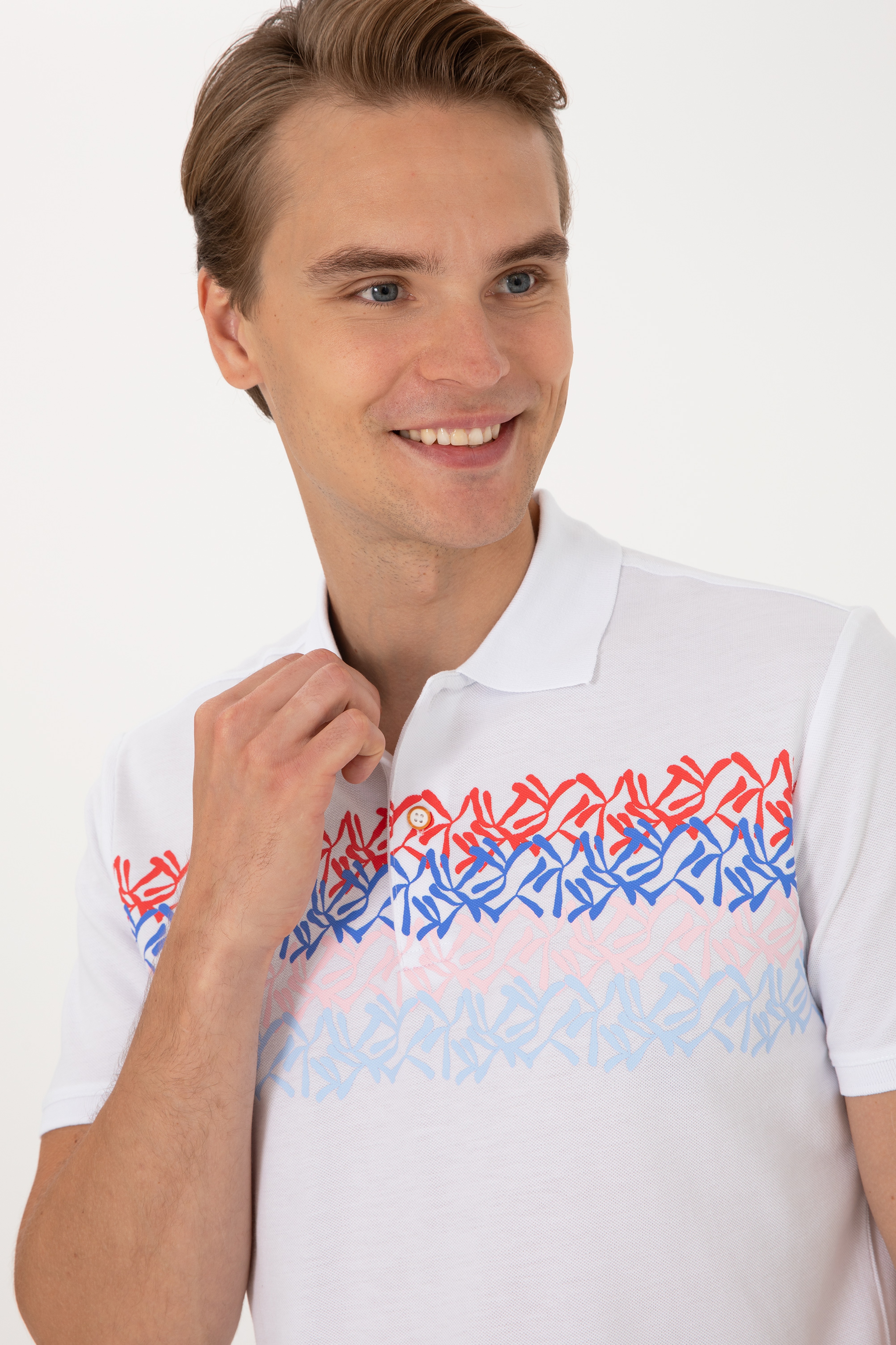 Erkek Regular Fit Kırmızı Polo Yaka Tişört - Image 2