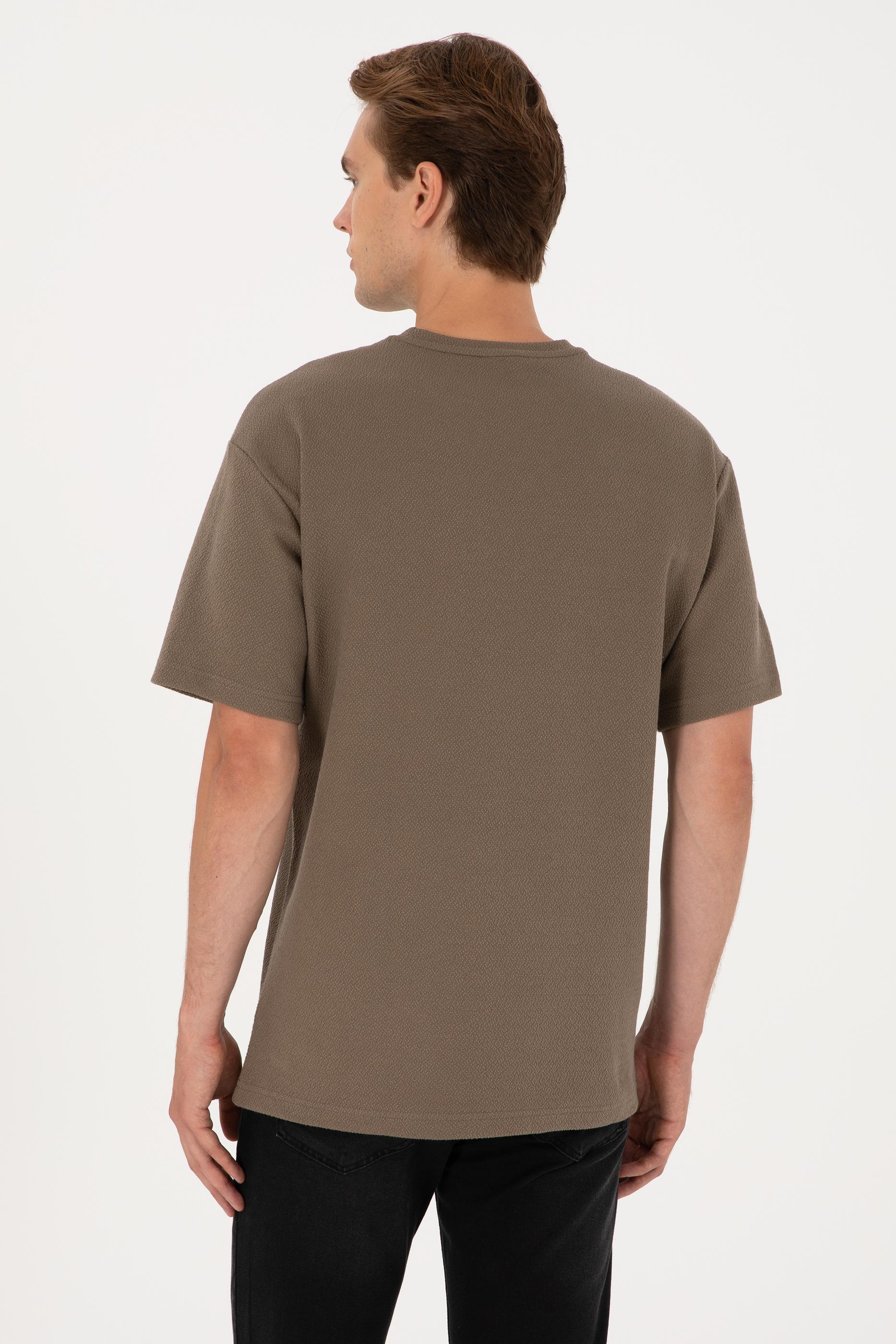 Erkek Comfort Fit Vizon Bisiklet Yaka Tişört