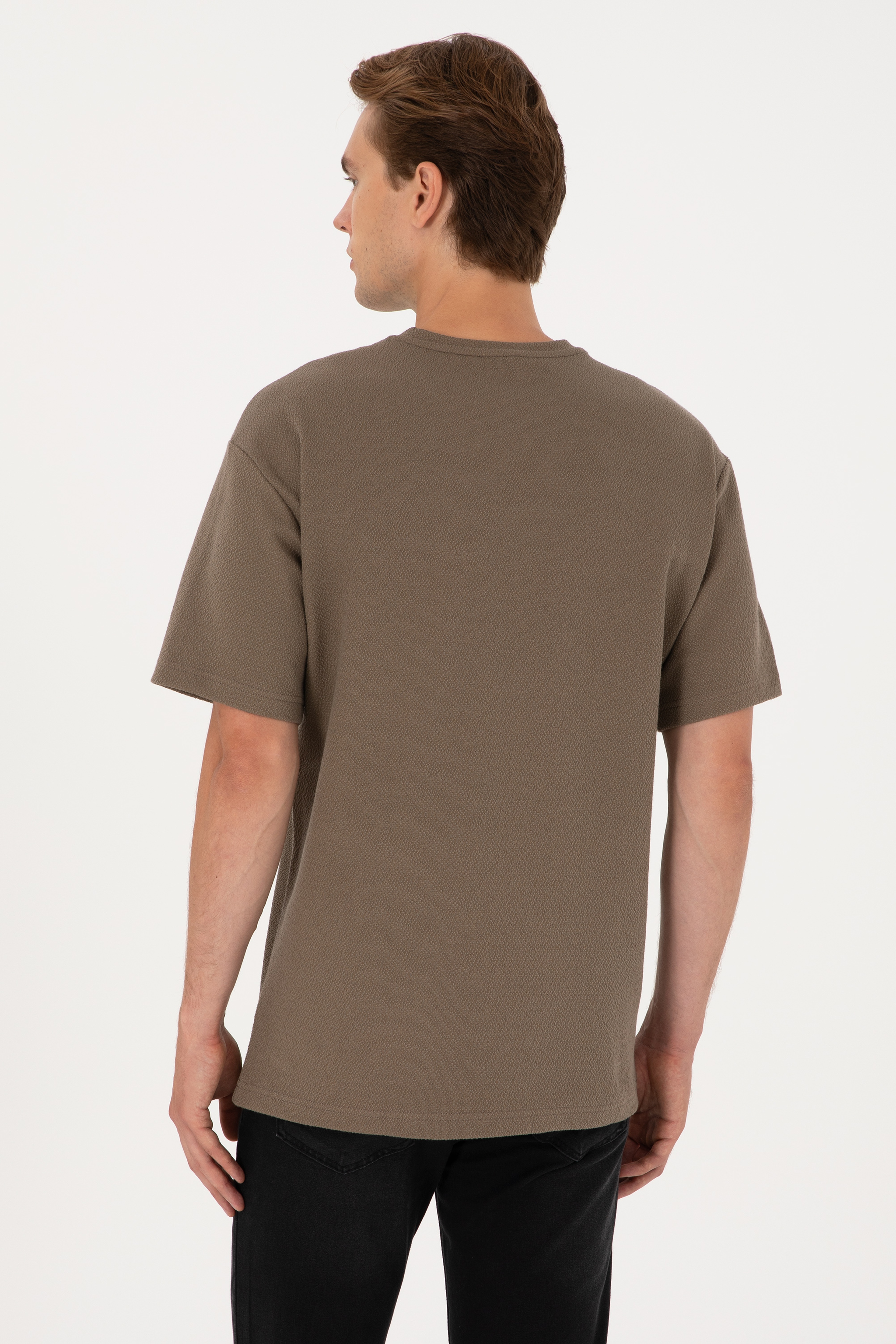 Erkek Comfort Fit Vizon Bisiklet Yaka Tişört - Image 5