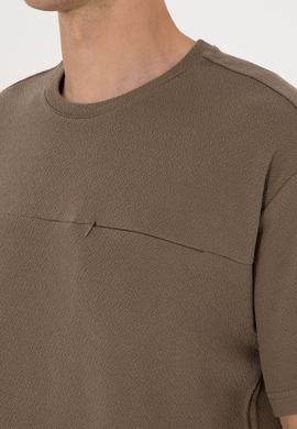 Erkek Comfort Fit Vizon Bisiklet Yaka Tişört - 50300125018