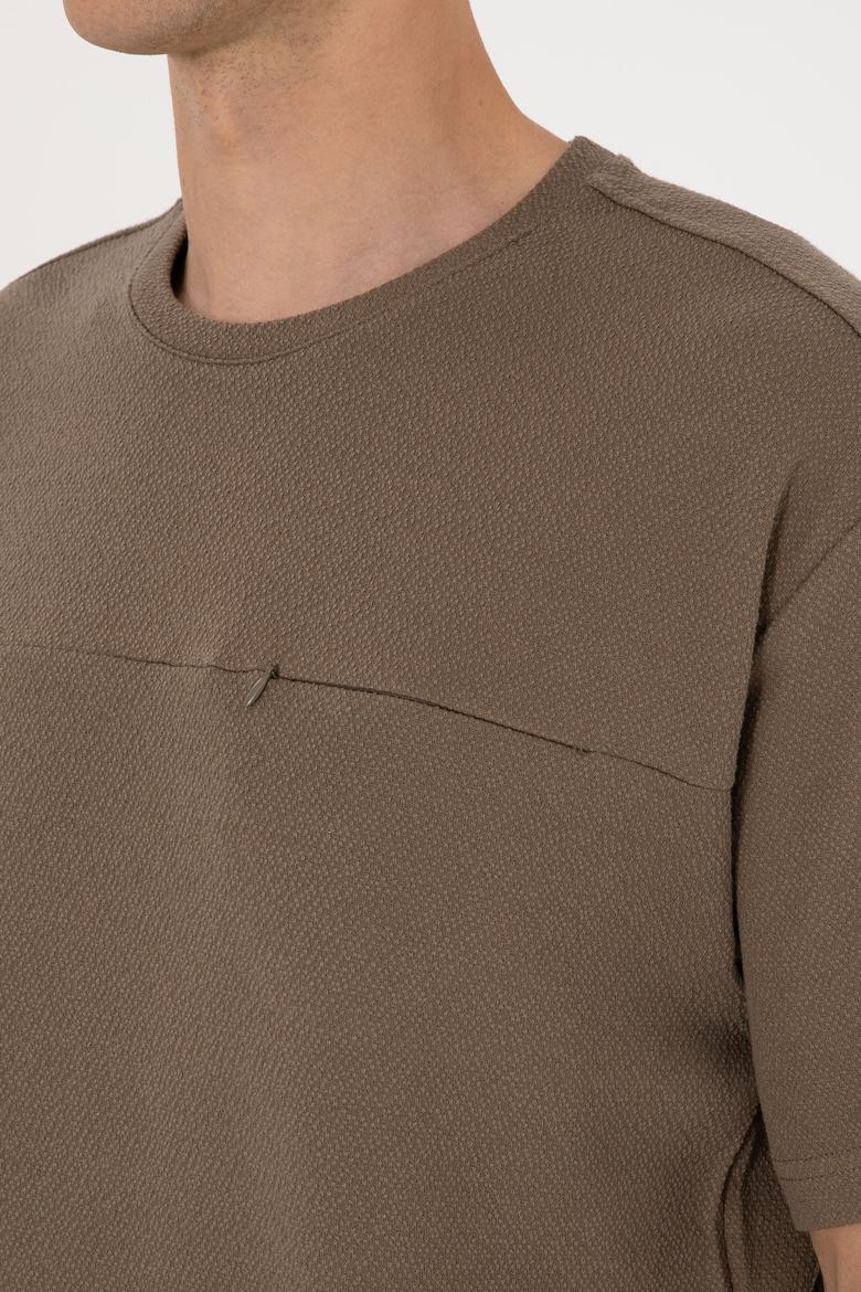 Erkek Comfort Fit Vizon Bisiklet Yaka Tişört - 50300125018