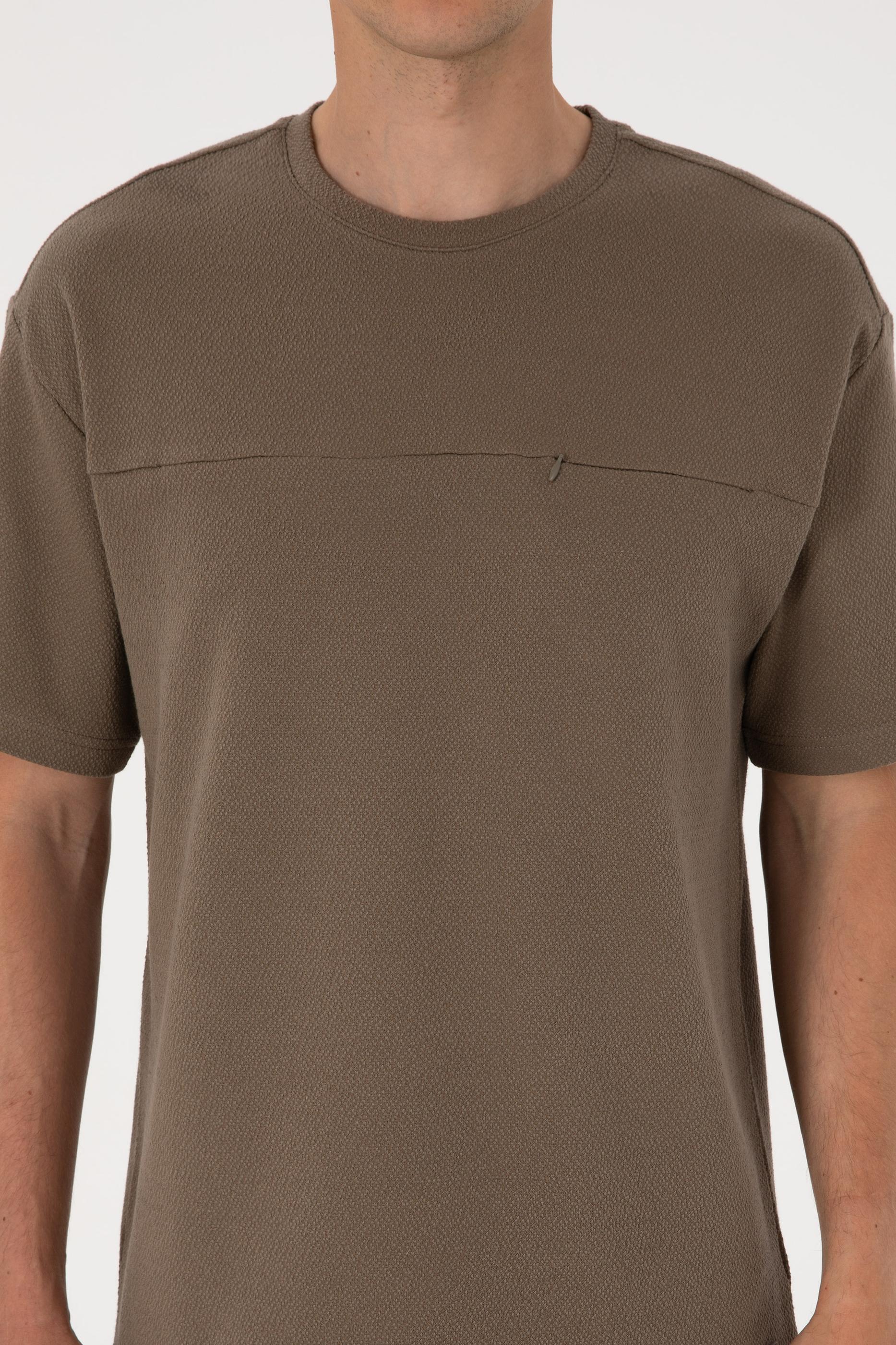 Erkek Comfort Fit Vizon Bisiklet Yaka Tişört