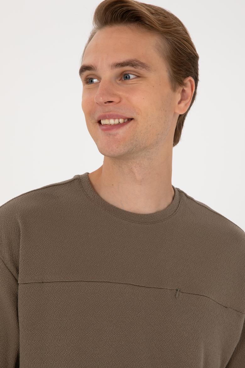 Erkek Comfort Fit Vizon Bisiklet Yaka Tişört - 50300125018