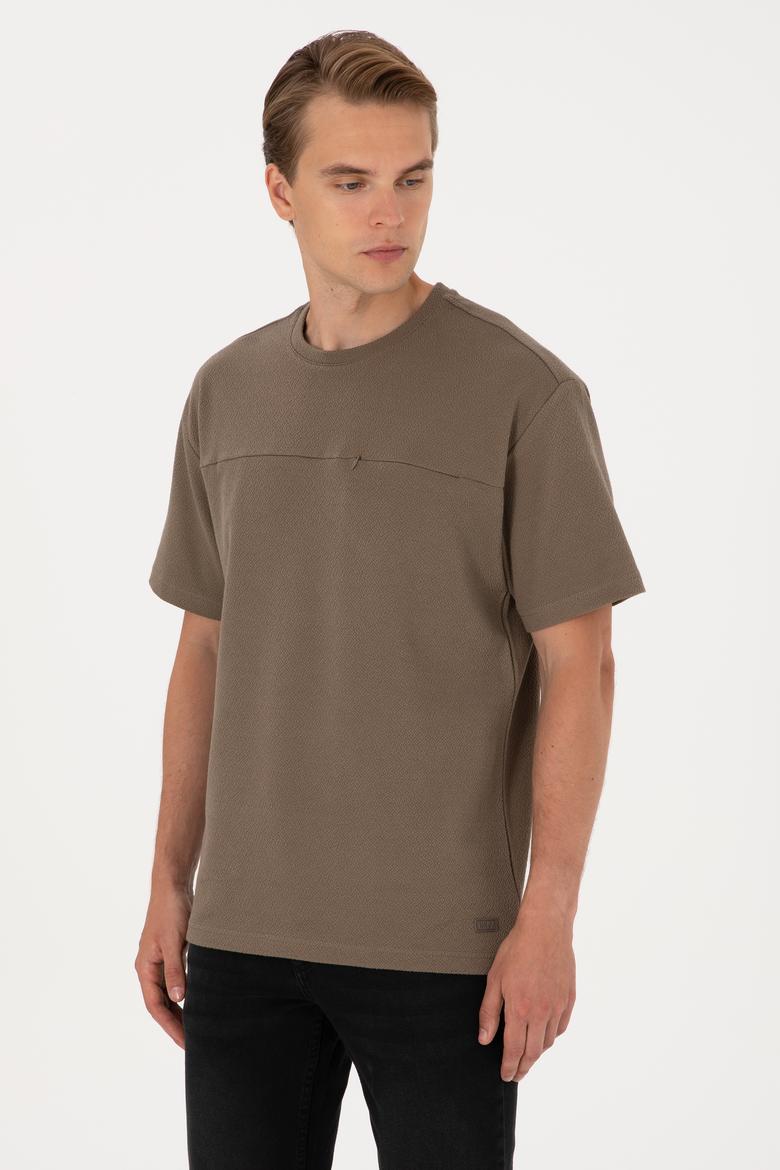 Erkek Comfort Fit Vizon Bisiklet Yaka Tişört - 50300125018