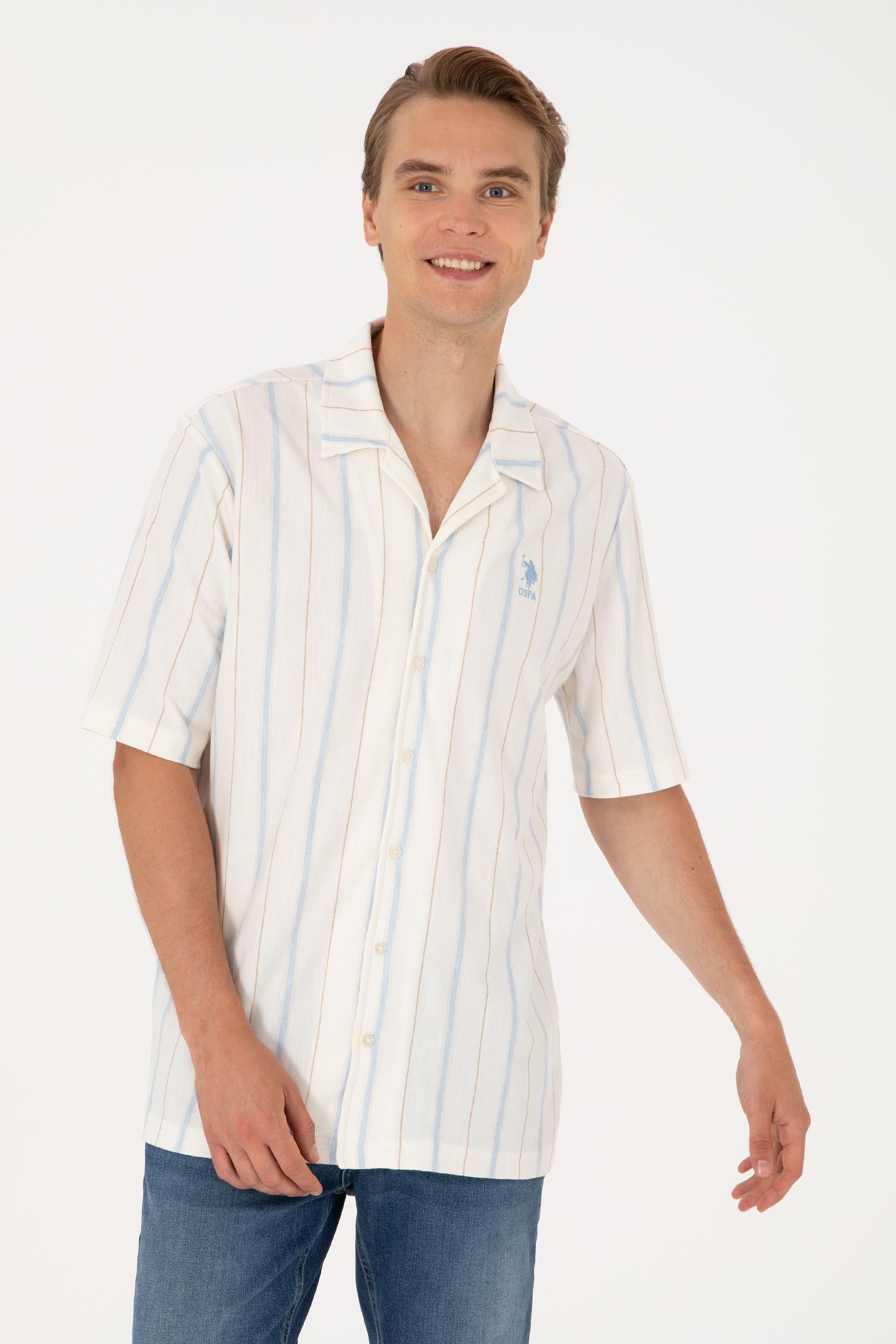 Erkek Beyaz Örme Gömlek