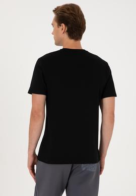 Erkek Regular Fit Siyah Bisiklet Yaka Tişört - 50306908036