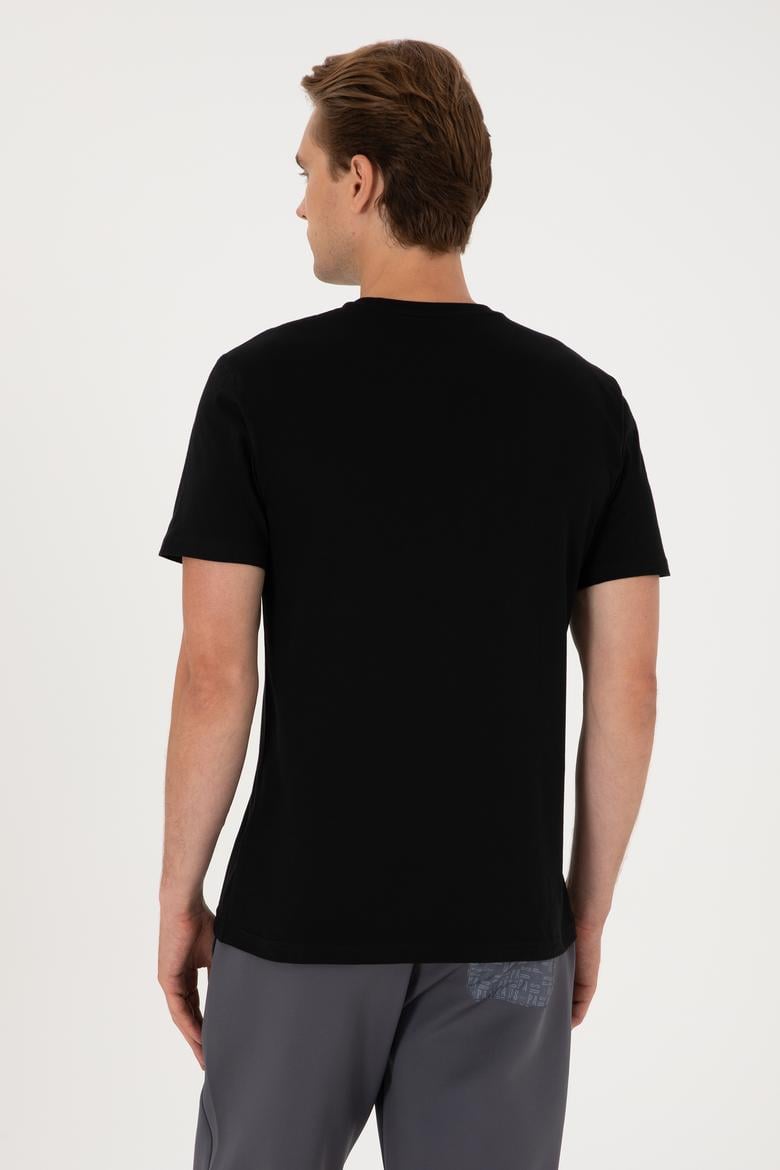 Erkek Regular Fit Siyah Bisiklet Yaka Tişört - 50306908036