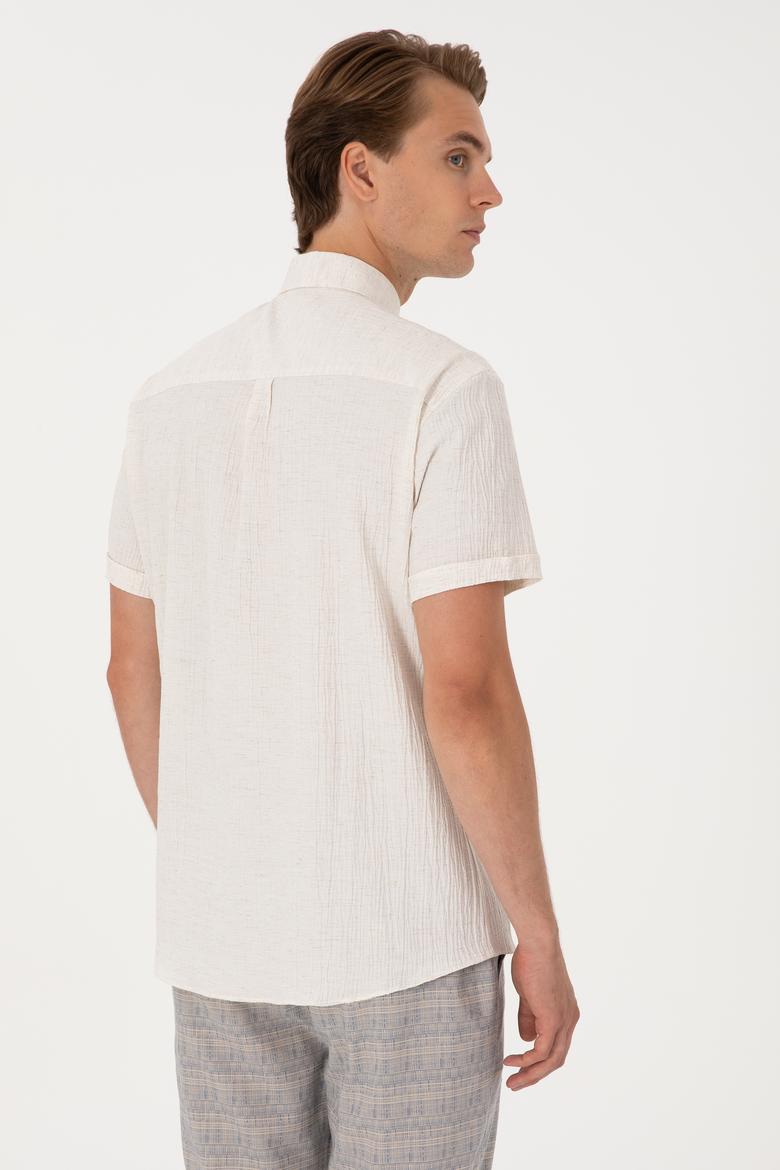 Erkek Krem Kısa Kollu Gömlek - 50306328026