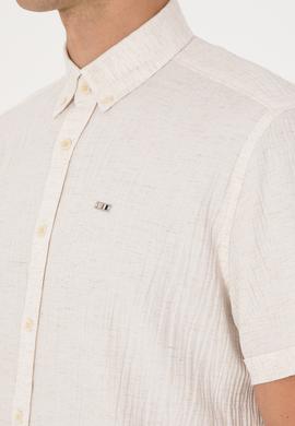 Erkek Krem Kısa Kollu Gömlek - 50306328026